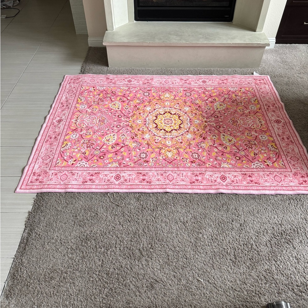 Pink and Yellow Mandala Area Rug
